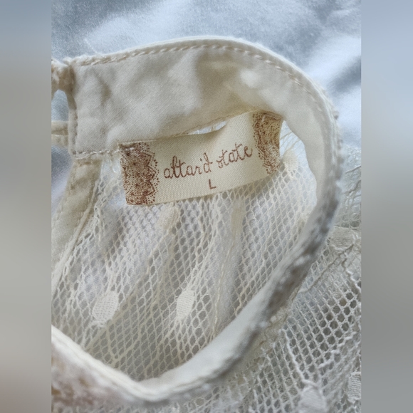 ALTAR'D STATE Ladies Smocked High Neck Lace Blouse  Long Sleeves  Size Large - Picture 2 of 6